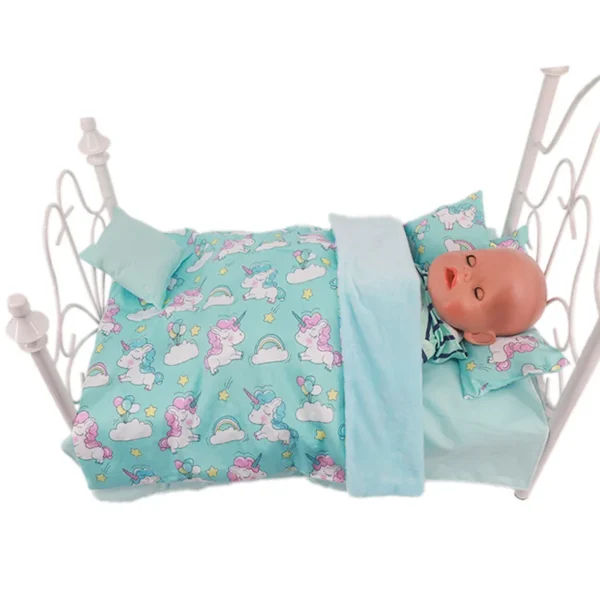 5 PCS Set 3 Pillow+Bed Sheet+Blanket Fit 43cm Reborn Doll&18Inch Girl American Doll,Our Generation Doll - Image 4