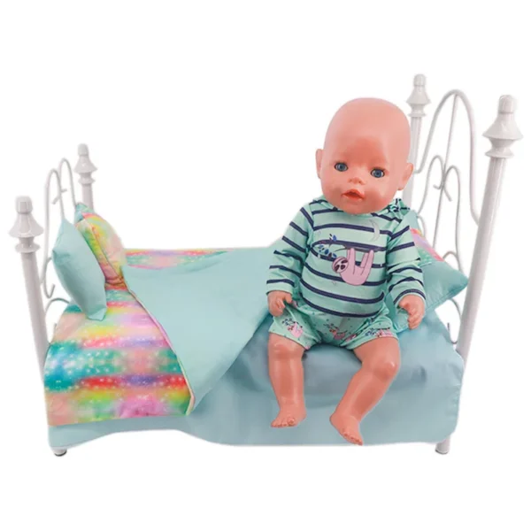 5 PCS Set 3 Pillow+Bed Sheet+Blanket Fit 43cm Reborn Doll&18Inch Girl American Doll,Our Generation Doll - Image 5