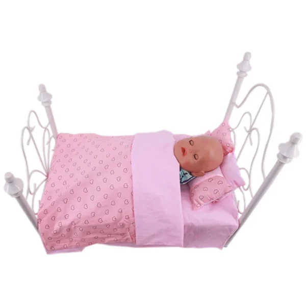 5 PCS Set 3 Pillow+Bed Sheet+Blanket Fit 43cm Reborn Doll&18Inch Girl American Doll,Our Generation Doll - Image 3