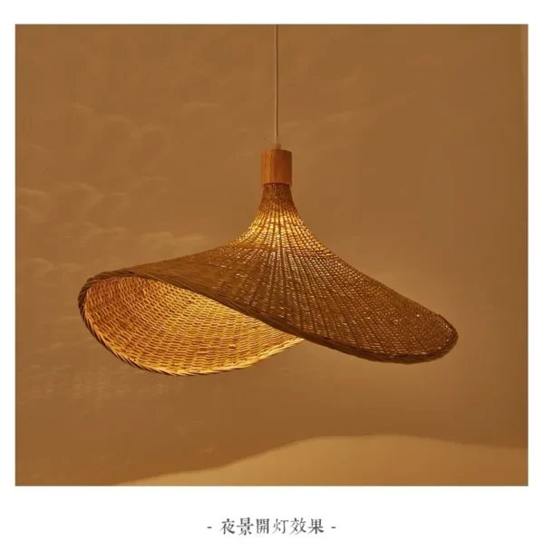 Bamboo Chandelier Pendant Lamp Hanging Wood Ceiling Light Decor LED Chinese Hand Kitted Handmade Lighting for Home Living Room - Image 2