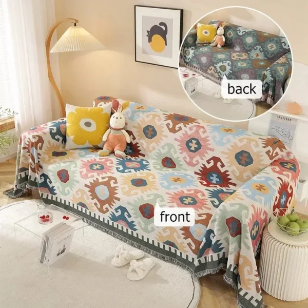 Cartoon Sofa Cover Double Use Beds Blanekets Throw Blanket Picnic Mat With Tassel Sofa Bed Universal Decorative - Image 6