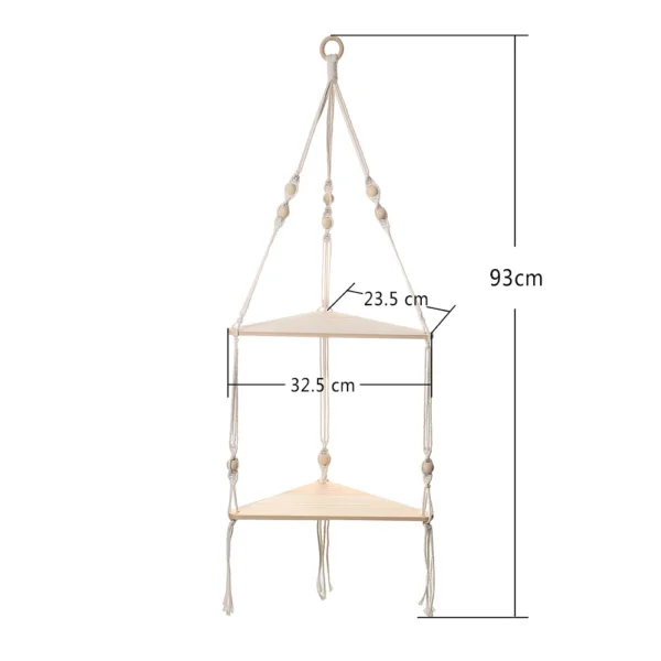 1/2/3-tier Floating Wall Shelf Wood Triangle Corner Display Stand Boho Home Decoration Living Room Bedroom Wall Hanging Decor - Image 4