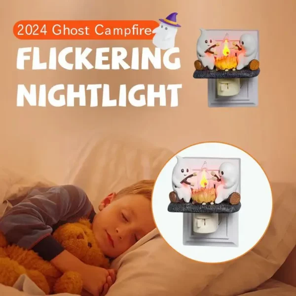 Ghost Campfire Flickering Night Light Indoor Figurine Lamp Resin Wall Campfire Night Light for Home Decoration