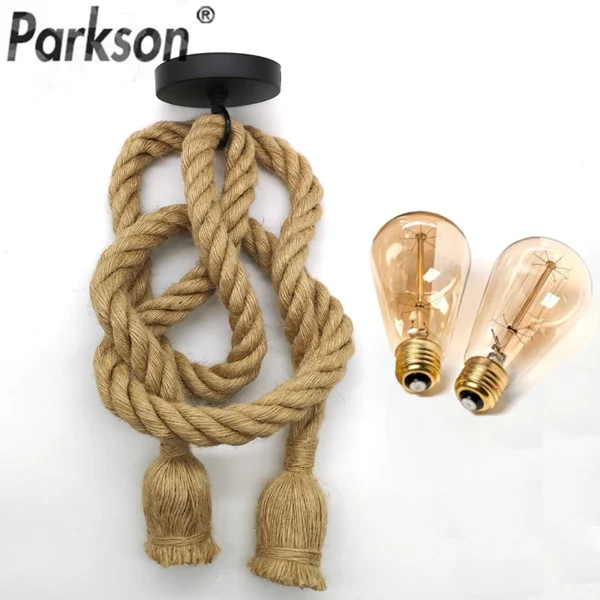 Retro Hemp Rope Pendant Light AC90-260V Vintage E27 LED Light Bulb Pendant Lamp Industrial Lamp Loft Home For Decor HangLamp