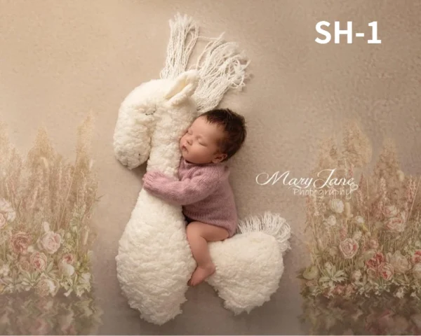 Newborn Photography Props Mat Posing Pillow Cushion Blanket Backdrops Photo Studio Photography Mat Cute Horse Plush Doll - Image 2