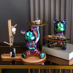 Home Decor Ceramic Colorful Plating Bear Storage Box Home Living New Room Desktop Tray Decorative Statue Money Box Ornaments