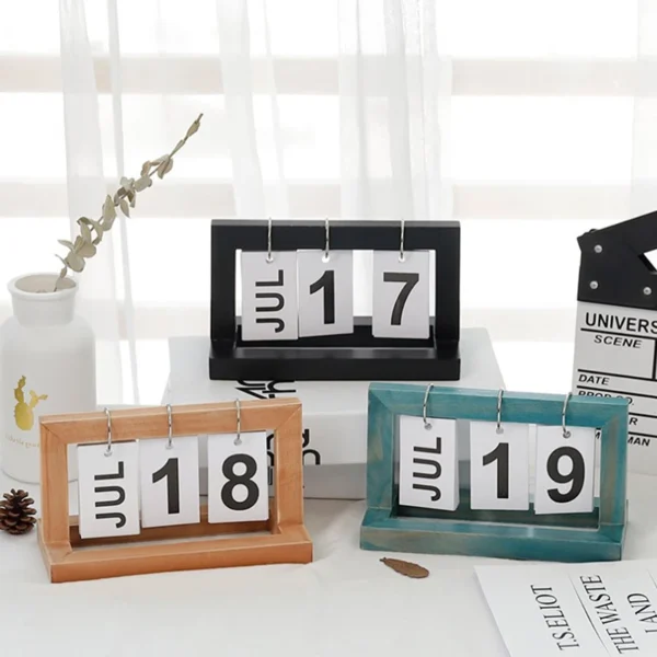 Minimalist Style Living Room Office Decoration Wooden Calendar Ornament Modern Desk Accessories Simple Home Decor Crafts Gift - Image 2