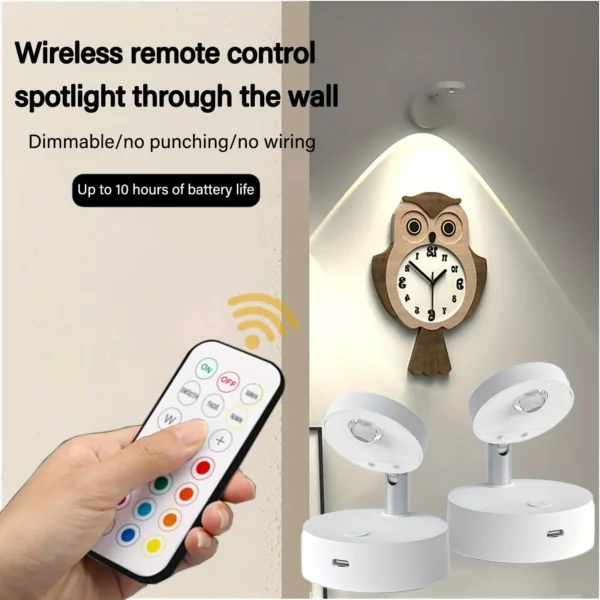 Cordless RGB cat's eye remote control LED wall lamp, dimmable atmosphere lamp and night light more home lighting staircase wall - Image 4