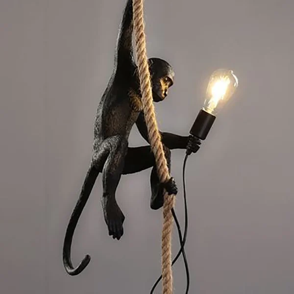 Vintage Resin Monkey Pendant Lamps Hanging Wall Living Room Light Home Pendante lustre E27 Bulb Luminaria