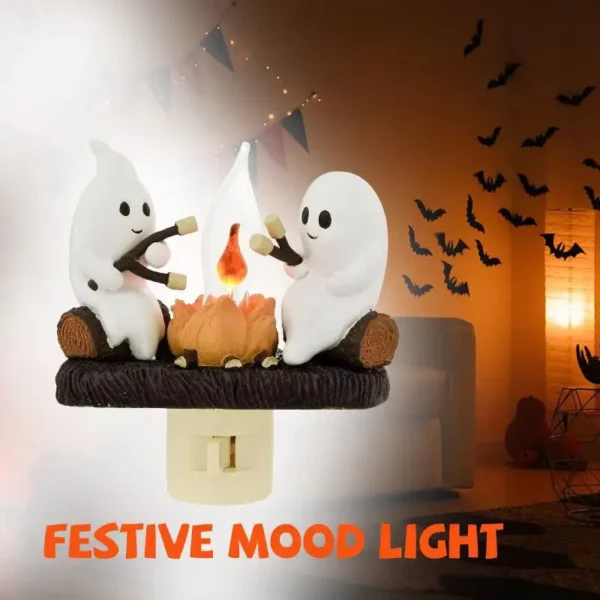 Ghost Campfire Flickering Night Light Indoor Figurine Lamp Resin Wall Campfire Night Light for Home Decoration - Image 2