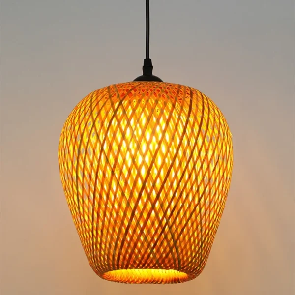 Bamboo Weaving Pendant Lamp 26cm Hanging E27 Ceiling Light Chandelier Fixtures Rattan Woven Home Bedroom Decors Lamps Shades - Image 2