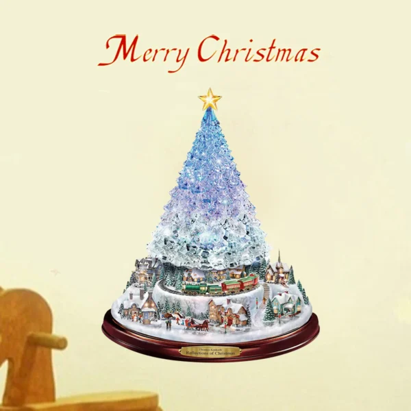 Christmas Tree Rotating Sculpture Train Decorations Paste Window Paste Stickers - Image 6