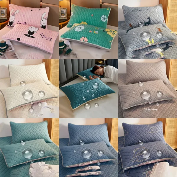 Northern Europe double-deck Pillowcase Waterproof Anti-Mite Anti-Bacterial Quilted Cotton Pillow Case Bedroom Home Decoration - Image 2