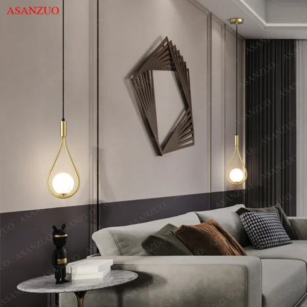 Nordic bedroom bedside hanging lamp simple home decor Glass ball brass pendant lighs Restaurant Bar Kitchen Island Light fixture - Image 3