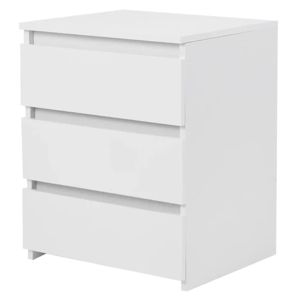 Bedroom Table Night Table Bedside Table White Modern Bedside Table Cabinet Nightstand with 3 Storage Drawers Bedroom Furniture