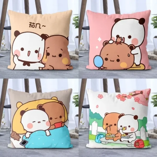 Cartoon Square Pillow awaii Anime Soft Waist Sofa Cushion Panda Bubu And Dudu Printing Throw Pillow Throw Bedroom Pillows - Image 5