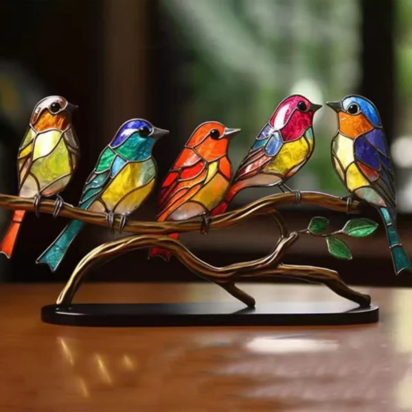 Acrylic Birds on Branch Statue Art Craft Desktop Birds Sculpture Collectibles Holiday Gifts Home Decor for Living Room Bedroom - Image 3