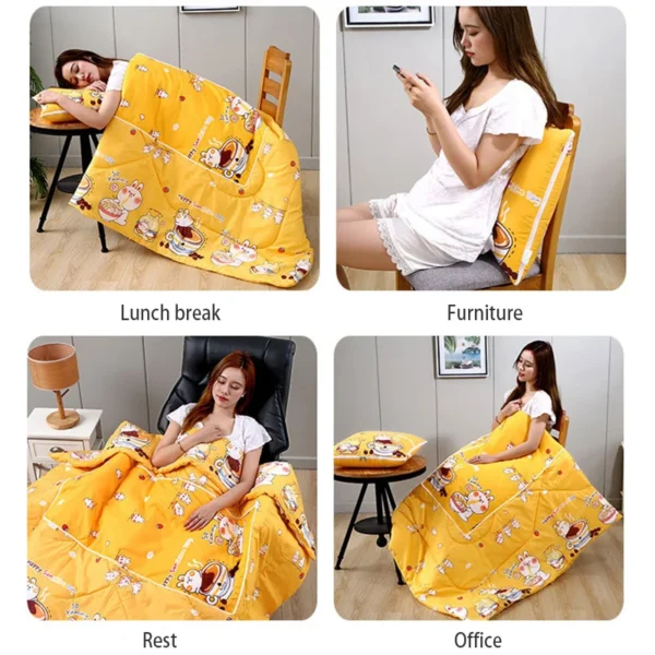 2 In 1 Cushion Pillow Portable Foldable Throw Pillows With Zipper Closure Sofa Car Office Nap Blanket Quilt Bedding Home Decor - Image 3