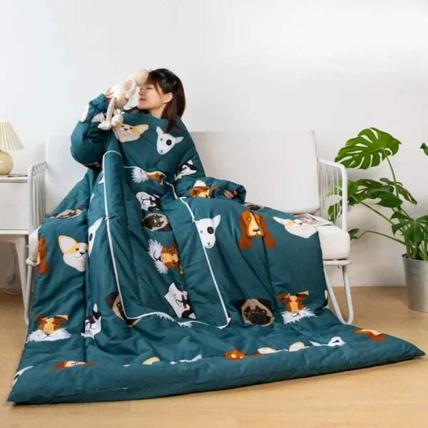 150x200 Multi Functional Sleeved Lazy Blanket For Winter Warmth Blanket, Dormitory Coat Wearable Blanket Can Be Used As A Pillow - Image 6