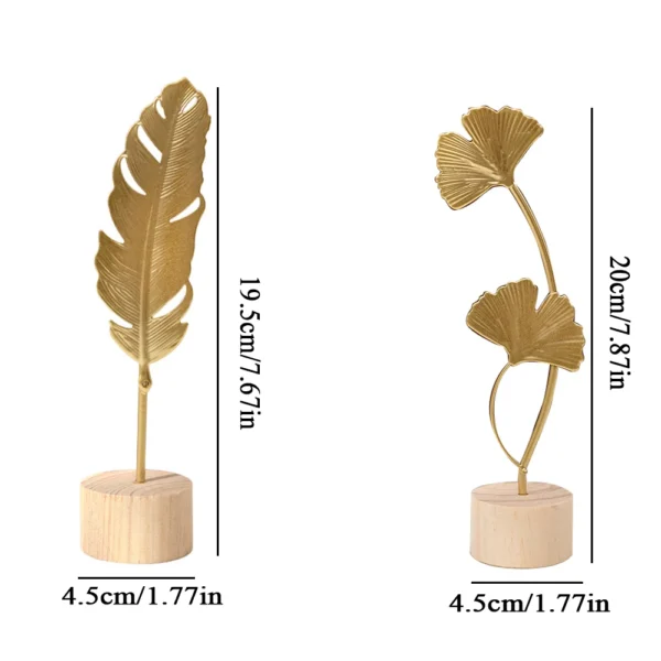 Nordic Gold Ginkgo Leaf Crafts Leaves Sculpture Luxury Living Room Decor Home Decoration Accessories Office Desktop Ornaments - Image 6