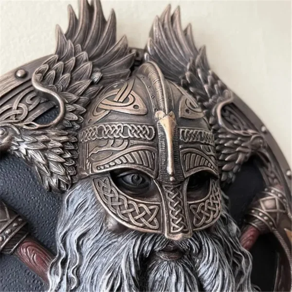 Viking Berserker Plaque Double Axe Nords Resin Wall Mount Medieval Home Furnishings Nordic Style Home Decorations Cool Wall Hang - Image 5