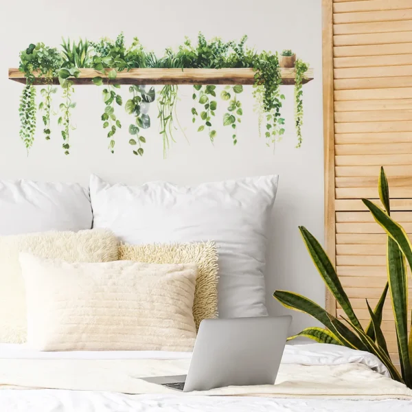 1PCS Small Fresh Green Plant Leaves Study Bedroom Living Room Wall Landscaping Decorative Wall Stickers - Image 3