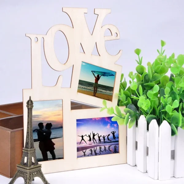 Hot Sale DIY Lovely Hollow Love Wooden Family Photo Picture Frame Rahmen White Base Art Home Decor - Image 2