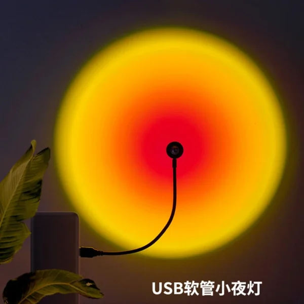 USB Sunset Projection Lamp Rainbow Atmosphere Night Light Sunset Light for Photography Selfie Coffee Store Live Wall Decoration - Image 2