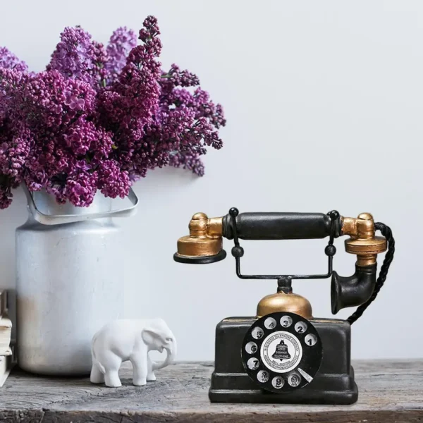 Retro Telephone Model Vintage Ornament Craft Desktop Landline Telephone Fixed Antique Telephone Home Living Room Decoration Gift - Image 4