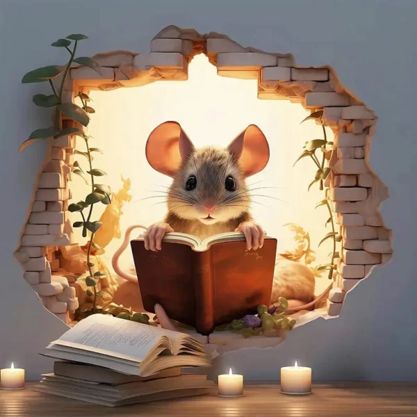 Cute Mouse Wall Sticker Living Room Wall Edge Home Decoration Mural For Kids Bedroom Wallpaper Removable Funny Rats Decals - Image 4