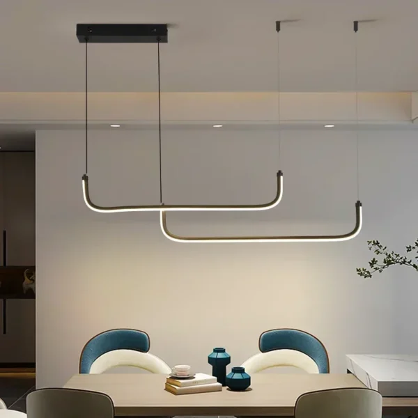 Minimalist LED Pendant Light for Dining Area Elegant Golden Finish Adjustable Suspension Ideal for Modern Home Decor - Image 4