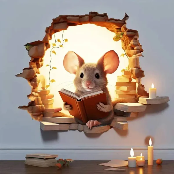 Cute Mouse Wall Sticker Living Room Wall Edge Home Decoration Mural For Kids Bedroom Wallpaper Removable Funny Rats Decals - Image 3