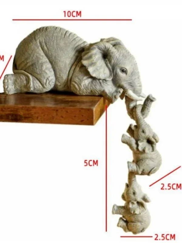 Home Furnishing Gift Living Room Decorations Lucky Statue 3Pcs/Set Cute Elephant Figurines Holding Baby Resin Crafts - Image 6