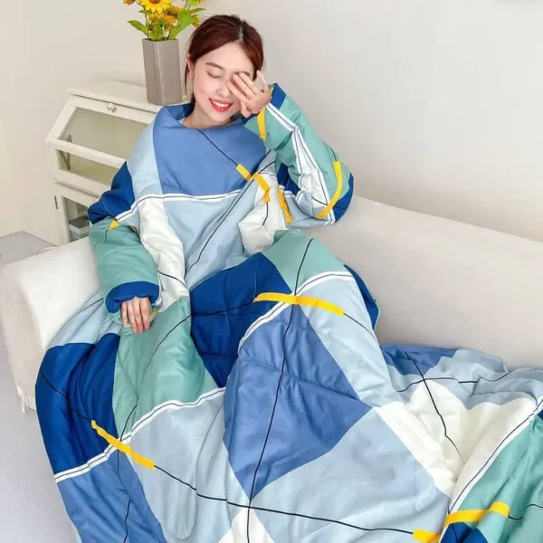 Multifunction Pillow Quilt with Sleeve Winter Warm Thickened Washed Blanket Dormitory Mantle Covered Wearable Quilted Comforters - Image 2