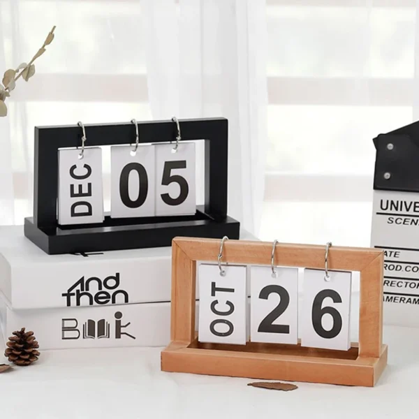 Minimalist Style Living Room Office Decoration Wooden Calendar Ornament Modern Desk Accessories Simple Home Decor Crafts Gift