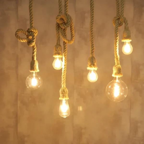 Hemp Rope Pendant Lights Vintage Retro Loft Industrial Hanging Lamp for Living Room Kitchen Home Light Fixtures Decor Luminaire - Image 4