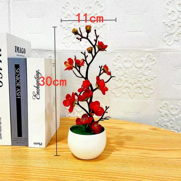 1pc Chinese Style Simulation Wintersweet With Flower Pot, Suitable For Living Room, Cabinet, Table Decoration - Image 6