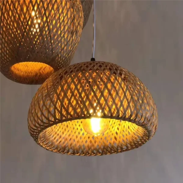 Bamboo Chandelier Pendant Lamp Hanging Wood Ceiling Light Decor LED Chinese Hand Kitted Handmade Lighting for Home Living Room - Image 4