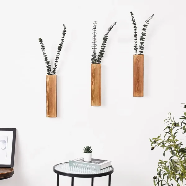 Wood Wall Planter Wall Decor for Artificial Flower Plants Wooden Plant Holders Wall Plant Pocket Vase Hanging for Living Room Be - Image 4