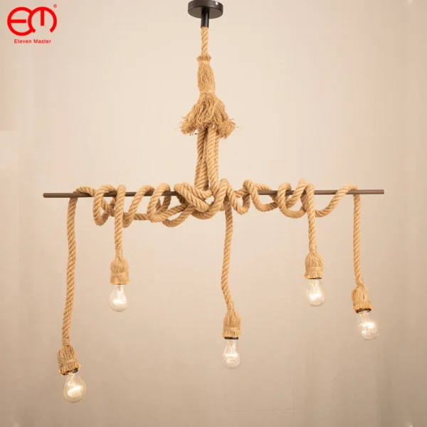 1/2/3/4/5 head vintage hemp rope pendant light retro loft industrial hanging lamp edison bulb lamp home light decoration