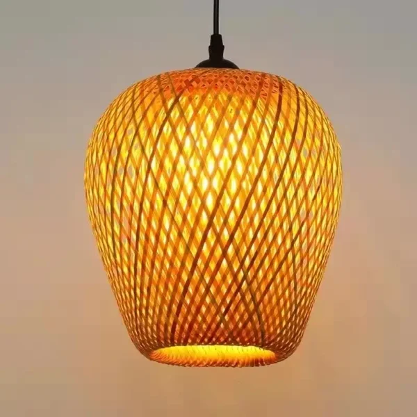 Bamboo Weaving Chandelier Lamp Handmade Pendant Lights Hanging LED Ceiling Fixtures Rattan Woven Home Bedroom Office Decors