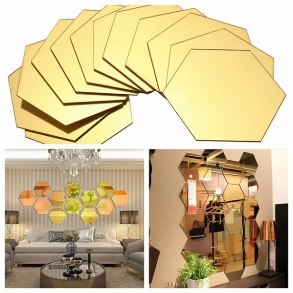 12pcs 3D Hexagon Decorative Mirrors DIY Removable Living-Room Wall Sticker High-adhesive Art Ornaments For Home Wall Decoration - Image 6