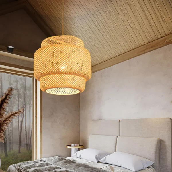 Bamboo Lantern pendent light Natural Rattan Wicker E27 Bulb Chandeliers pendent lamp Restaurant Home Decor AC85-260V - Image 2