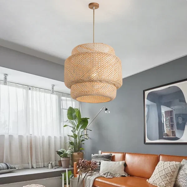 Bamboo Lantern pendent light Natural Rattan Wicker E27 Bulb Chandeliers pendent lamp Restaurant Home Decor AC85-260V - Image 5