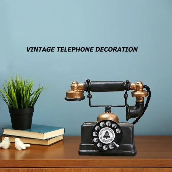 Retro Telephone Model Vintage Ornament Craft Desktop Landline Telephone Fixed Antique Telephone Home Living Room Decoration Gift - Image 3