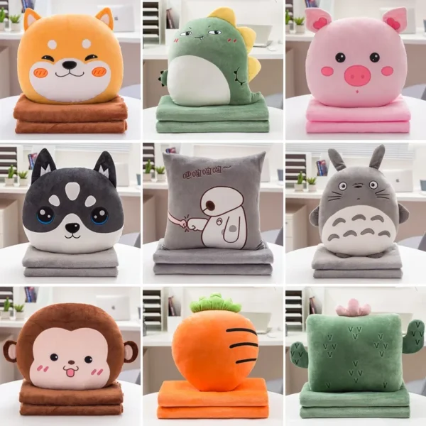 Cute Plush Pillow Quilt Hand Warmer Dual-Use Cushion Folding Blanket Car Office Sofa Cushion Quilt Couch Pillow Good Gift