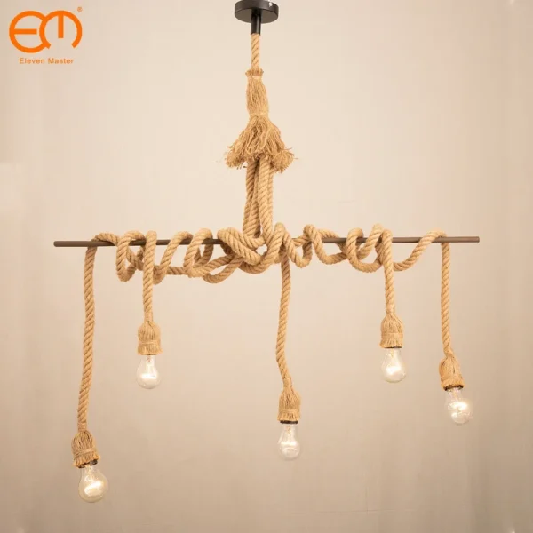 1/2/3/4/5 head vintage hemp rope pendant light retro loft industrial hanging lamp edison bulb lamp home light decoration