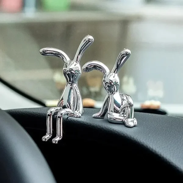 2PC Long-Eared Rabbit Double Statue Cartoon Decoration Accessories Living Room Bedroom Car Decoration Desktop Decorative Ornamet - Image 3