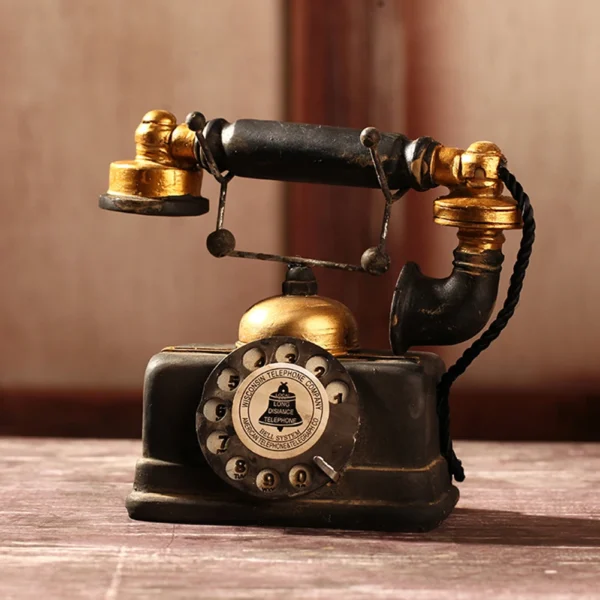 Retro Telephone Model Vintage Ornament Craft Desktop Landline Telephone Fixed Antique Telephone Home Living Room Decoration Gift