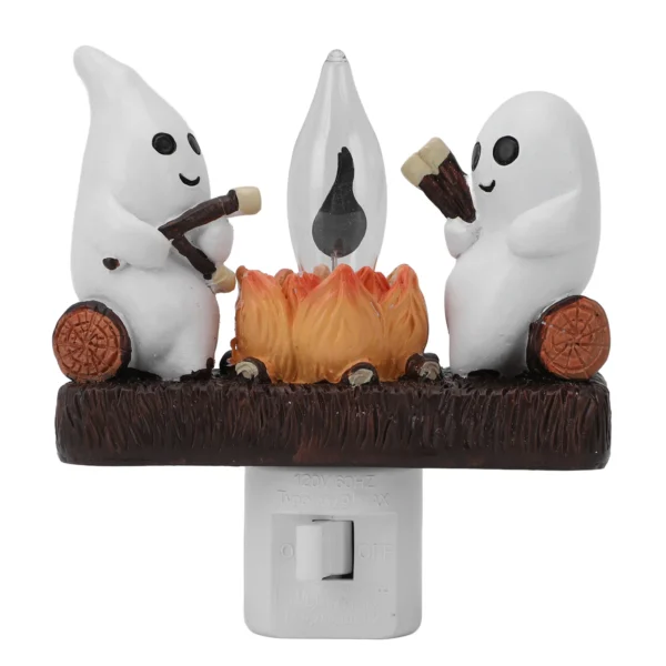 Ghost Campfire Flickering Night Light Indoor Figurine Lamp Resin Wall Campfire Night Light for Home Decoration - Image 4